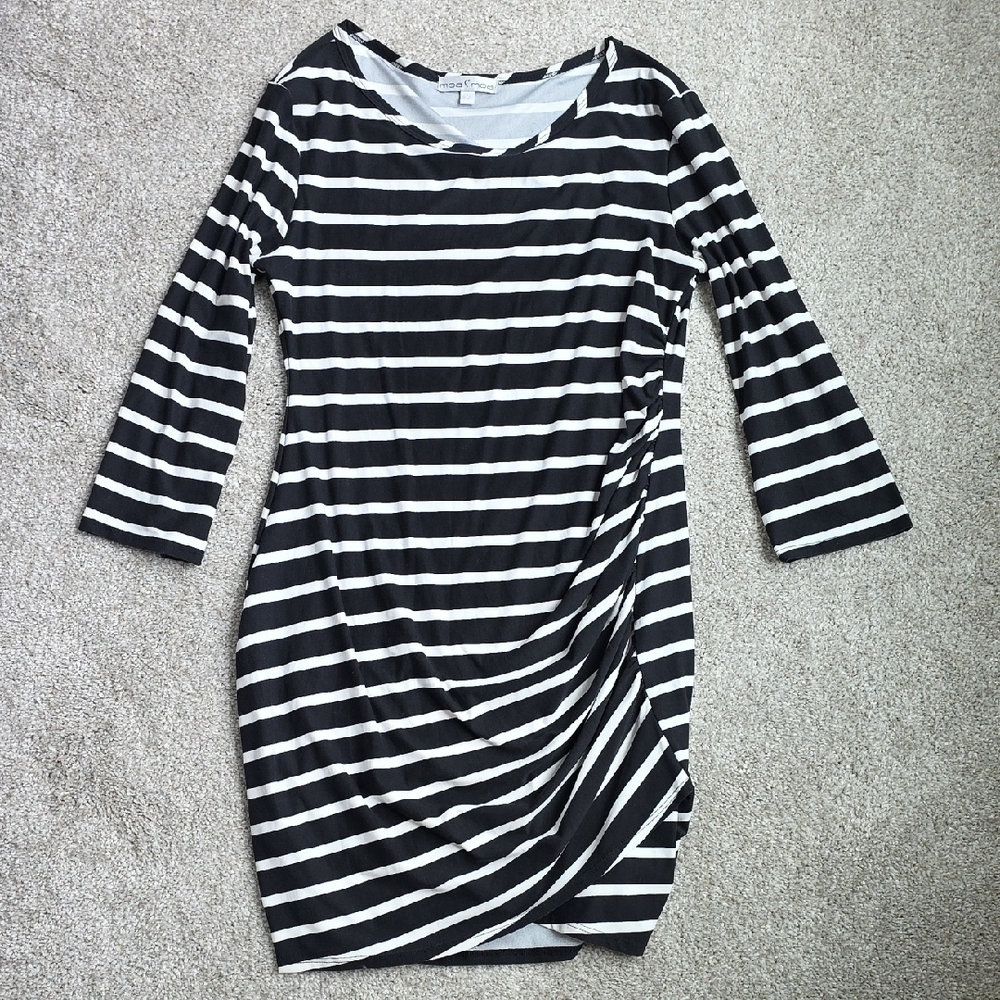 Moa Moa Black and White Asymmetrical Sheath Dress